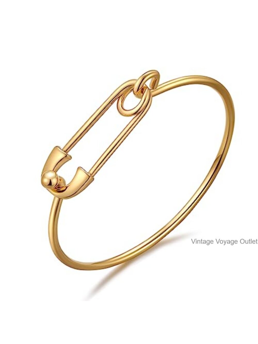 Safety Pin Cuff Bracelet Gold Plated Minimalist Bangle Women Stackable Everyday